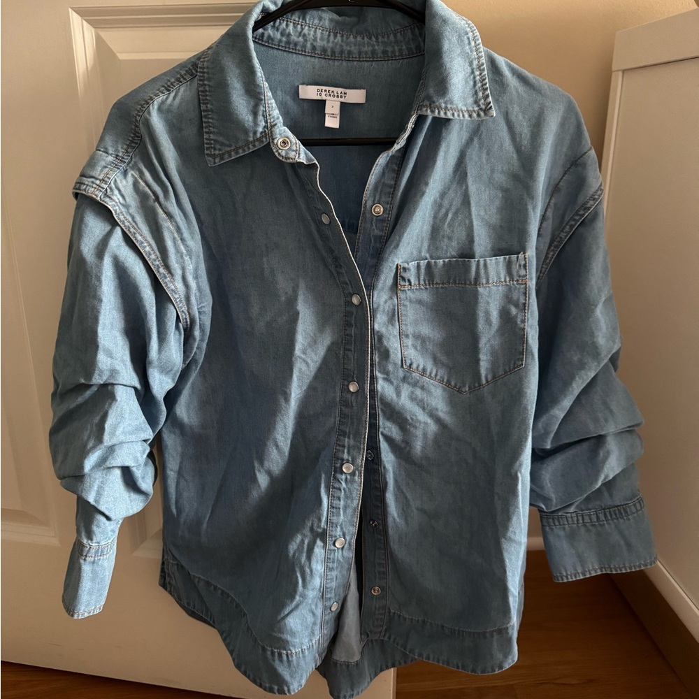 Derek Lam 10 Crosby Blue Denim Button-Up Shirt